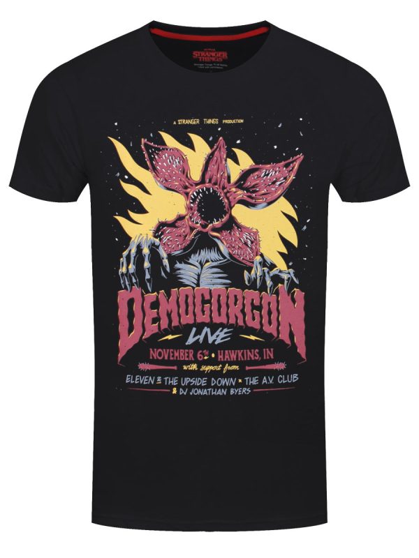 Stranger Things Vintage Demogorgon Men’s Black Acid Wash T-Shirt