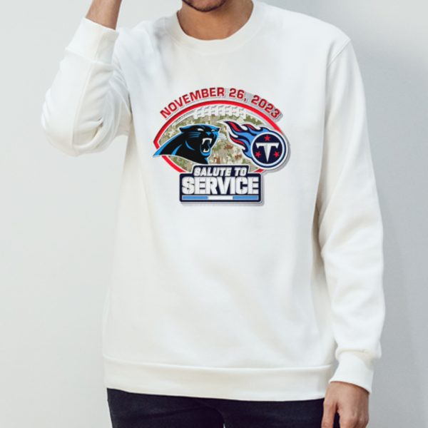 Tennessee Titans vs. Carolina Panthers gameday November 26 2023 Salute to service shirt