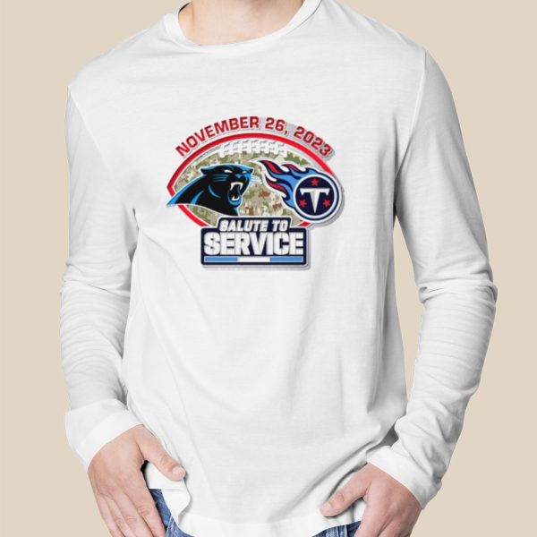 Tennessee Titans vs. Carolina Panthers gameday November 26 2023 Salute to service shirt