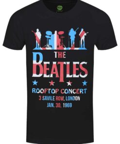 The Beatles Rooftop Flag Mens Black T Shirt 1