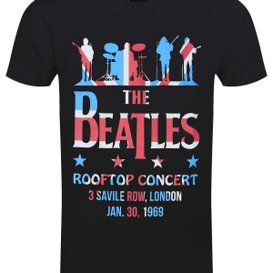 The Beatles Rooftop Flag Mens Black T Shirt 1