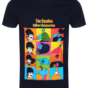 The Beatles Yellow Submarine Characters Men’s Navy Blue T-Shirt