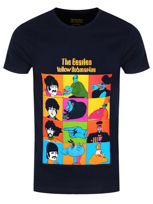 The Beatles Yellow Submarine Characters Men’s Navy Blue T-Shirt