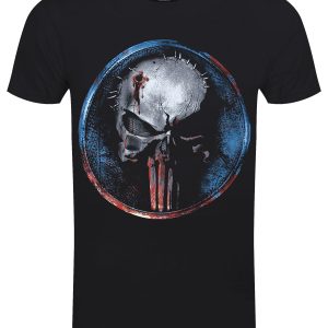 The Punisher Chrome Skull Mens Black T Shir 1