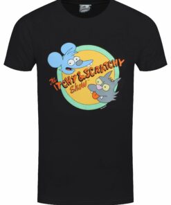 The Simpsons Itchy and Scratchy Mens Black T Shirt 1