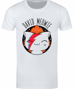 VIPets David Meowie Mens White T Shirt 1