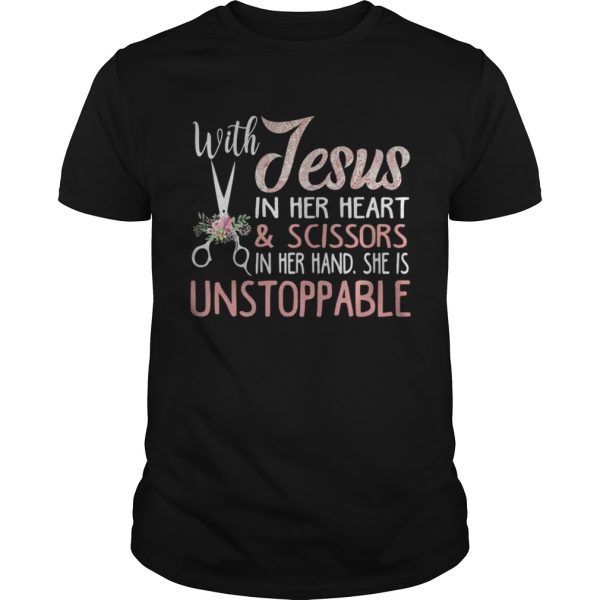 With Jesus In Her Heart Scissors In Her Hand Shes TShirt