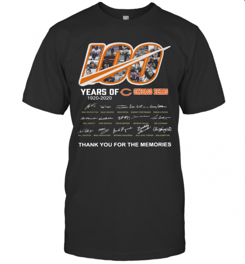 100 Years Of 1920-2020 Chicago Bears Signatures Thank You For The Memories  Shirt