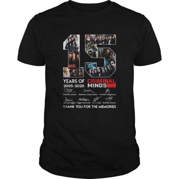 15 Years Of 2005 2020 Criminal Minds Thank You For The Memories Signatures shirt