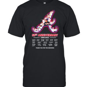 Atlanta Braves 55th Anniversary 1966 2021 Signatures Thank You For The Memories Shirt