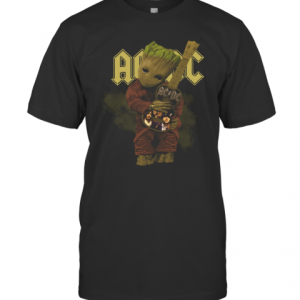 Baby Groot Hug ACDC Guitar T-Shirt