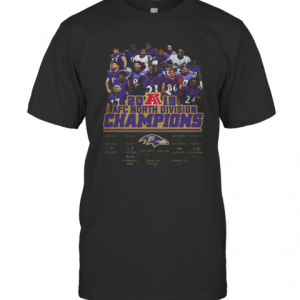 Baltimore Ravens Football 2019 Afc North Division Champions Signatures T-Shirt