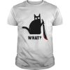 Black cat murderous holding knife Halloween shirt