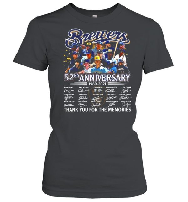 Brewer Baseball Team 52nd Anniversary 1969 2021 Signatures Thank You For The Memories shirt