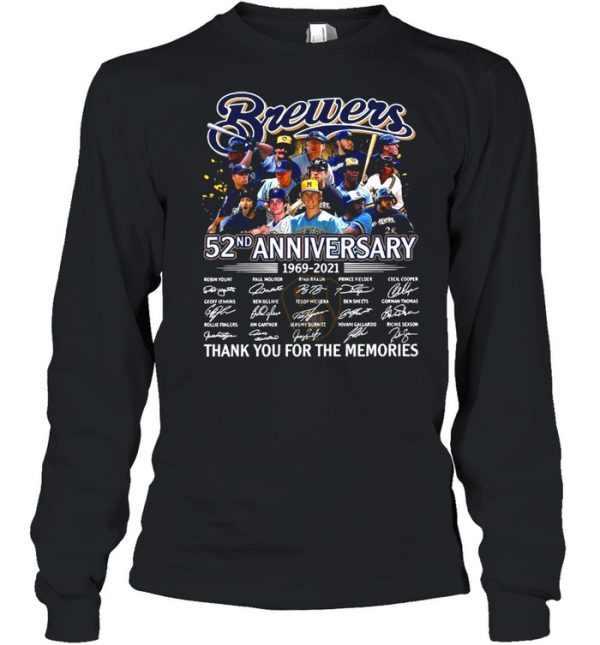 Brewer Baseball Team 52nd Anniversary 1969 2021 Signatures Thank You For The Memories shirt