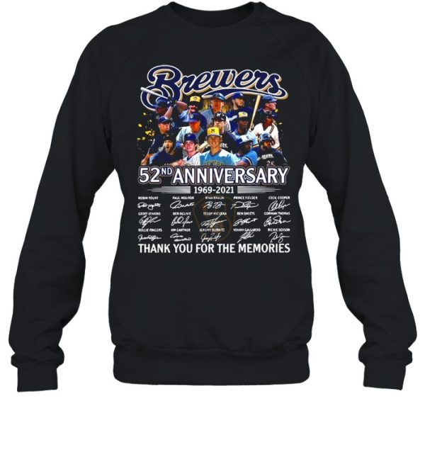 Brewer Baseball Team 52nd Anniversary 1969 2021 Signatures Thank You For The Memories shirt