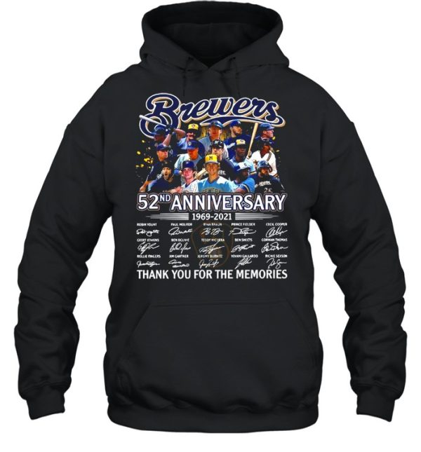 Brewer Baseball Team 52nd Anniversary 1969 2021 Signatures Thank You For The Memories shirt