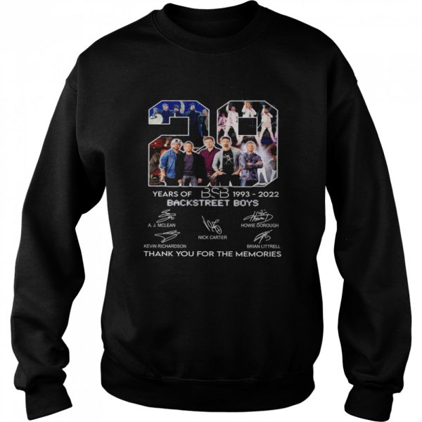 Bsb Backstreet Boys 29 Years Of 1993-2022 Thank You For The Memories Signatures Shirt