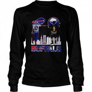 Buffalo city skyline Josh Allen Bills and Jack Eichel Sabers signatures 2022 shirt 3