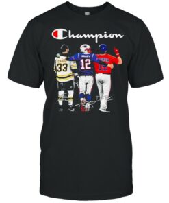 Champion Zdeno Chara Tom Brady vs Dustin Pedroia Mvp signatures shirt 1
