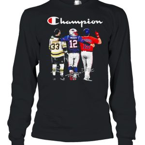 Champion Zdeno Chara Tom Brady vs Dustin Pedroia Mvp signatures shirt 3