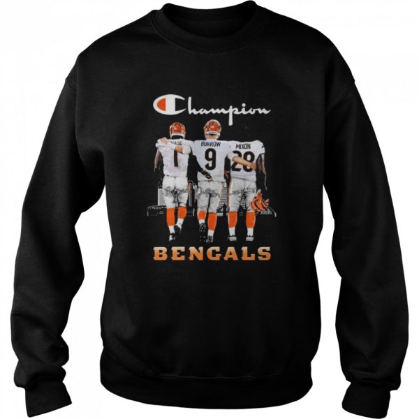 Champions Chase and Burrow and Mixon Cincinnati Bengals Signatures Shirt