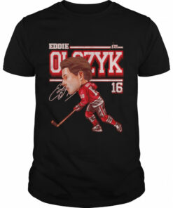 Chicago Blackhawks Eddie Olczyk cartoon signature shirt 1