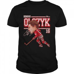 Chicago Blackhawks Eddie Olczyk cartoon signature shirt