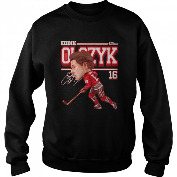 Chicago Blackhawks Eddie Olczyk cartoon signature shirt