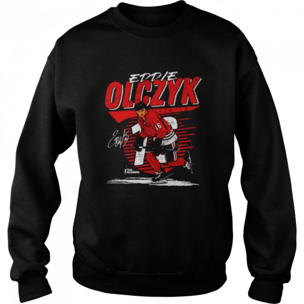 Chicago Blackhawks Eddie Olczyk center signature shirt