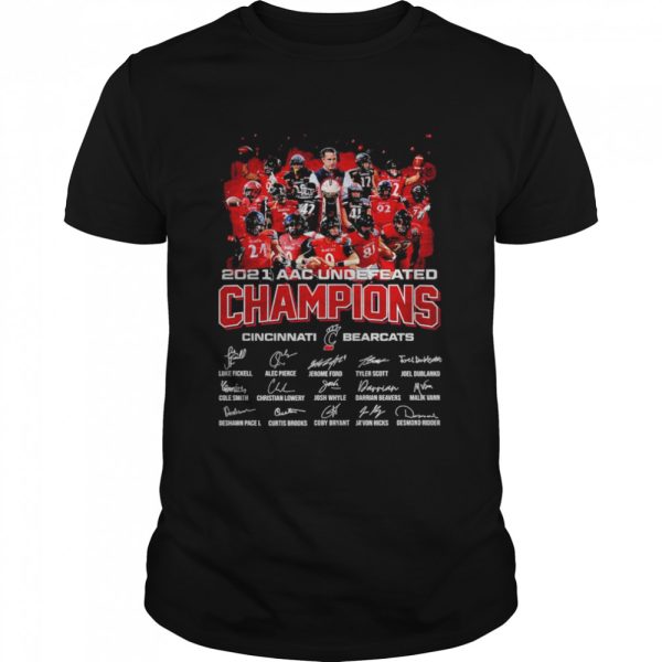 Cincinnati Bearcats 2021 Acc Undefeated Champions Signatures Thank Shirt