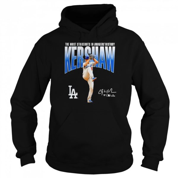 Clayton Kershaw Los Angeles Dodgers The Most Strikeouts in Dodgers History signature shirt