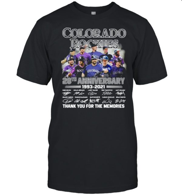 Colorado Rockies Baseball 28th Anniversary Signatures Thank You shirt