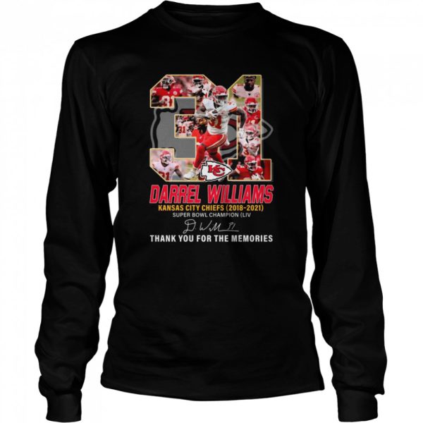 Darrel Williams Kansas City Chiefs 2018-2021 Super Bowl Champions Signatures Thank You For The Memories Shirt