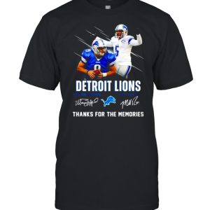 Detroit Lions Matthew Stafford Matt Prater thanks for the memories signatures shirt