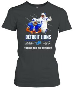 Detroit Lions Matthew Stafford Matt Prater thanks for the memories signatures shirt 2