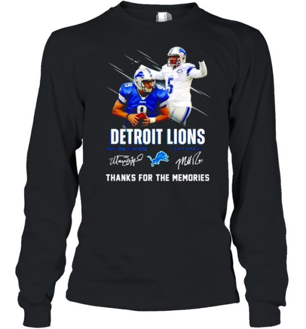 Detroit Lions Matthew Stafford Matt Prater thanks for the memories signatures shirt