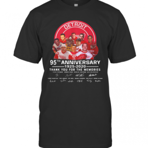 Detroit Red Wings 95Th Anniversary 1925 2020 Thank You For The Memories Signatures T-Shirt