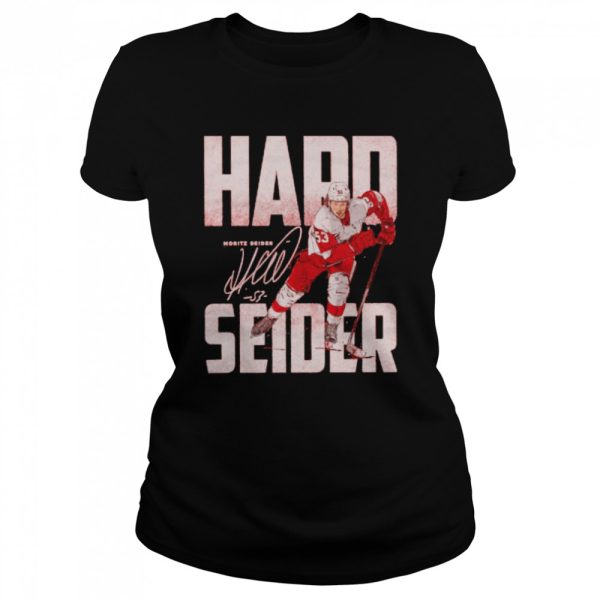 Detroit Red Wings Moritz Seider hard seider bold signature shirt