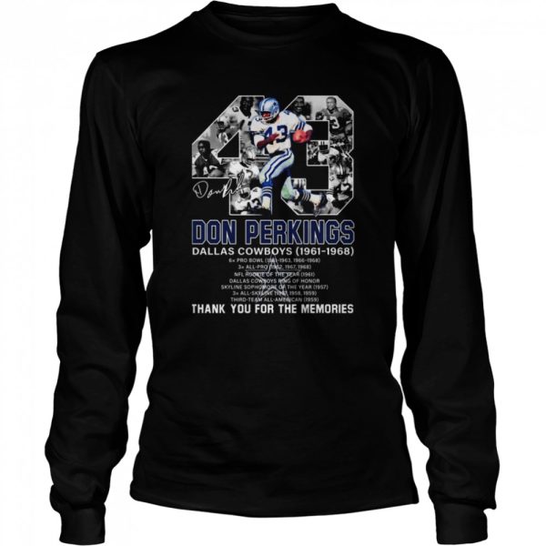 Don Perkins Dallas Cowboys 1961-1968 Signatures Thank You For The Memories Shirt