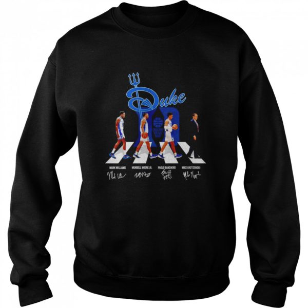 Duke Abbey Road Mark Williams Wendell Moore Jr Paolo Banchero Mike Kryzewski signatures shirt