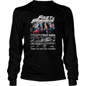 Fast and Furious 20 years the of Fast Saga thank you for the memories signatures shirt 3