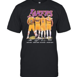 Gasol and James and Kuzma and Davis Lakers signatures 2021 shirt