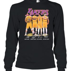 Gasol and James and Kuzma and Davis Lakers signatures 2021 shirt