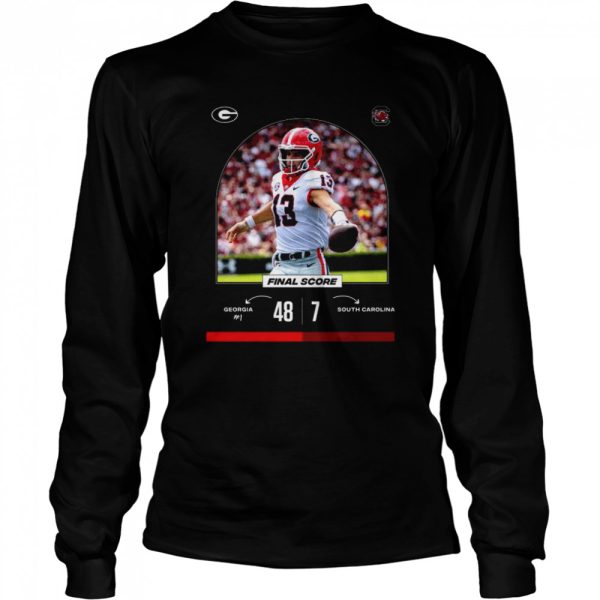 Georgia 48 vs 7 South Carolina Final Score game day 2022 shirt