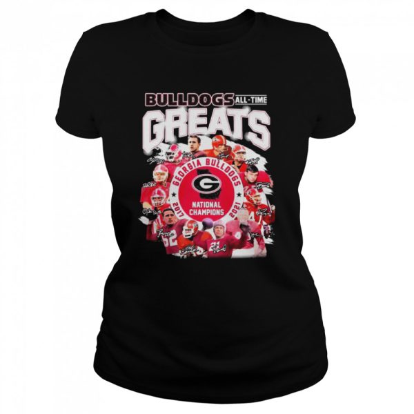 Georgia Bulldogs all time Greats National Champions 2017-2021 signatures shirt