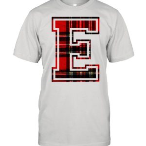 Letter E First Monogram Initial Tartan Print Shirt