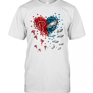 Love Philadelphia Phillies Philadelphia Eagles Tiny Hearts Shape T-Shirt