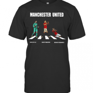 Manchester United Player Abbey Road David Degea Bruno Fernandes T-Shirt