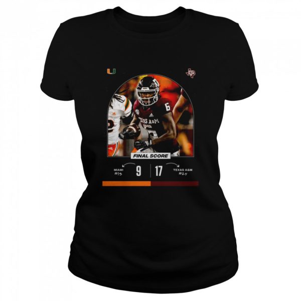 Miami 9 vs 17 Texas A&ampM Final Score game day 2022 shirt